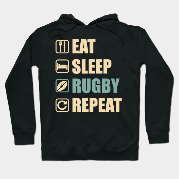 Eat Sleep Rugby Repeat - Funny Rugby Lovers Gift Hoodie by DnB